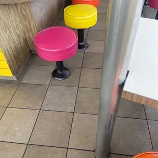 brightly colored stools