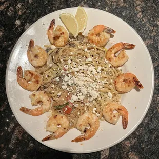 Pasta Dinner Special with Grilled Tiger Shrimp