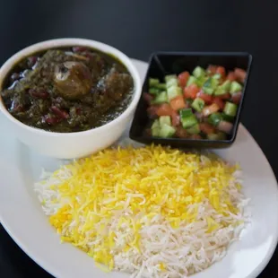 Special: Sabzi Ghormeh with Shirazi salad and saffron rice