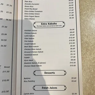 menu