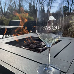 Grabbing a table near the fire pit is the best!