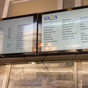 menus on the wall