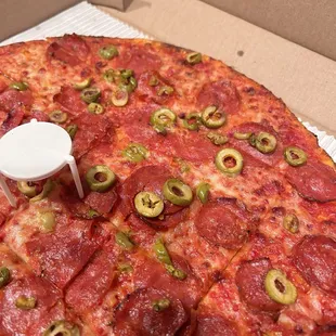 Very little cheese. Toppings are hit or miss.