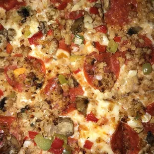 Deluxe pizza cooked well done!