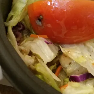 Rotted side salad.  Just once Id like to get a correct order. I am sick of tipping for incompetent deliveries.