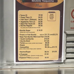 menu