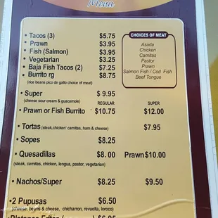 menu