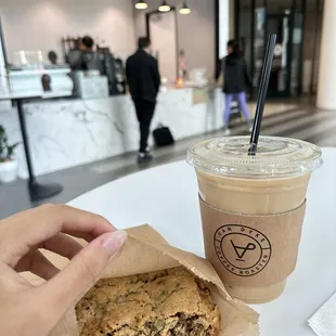 Healthy cookie and toffee nut latte.