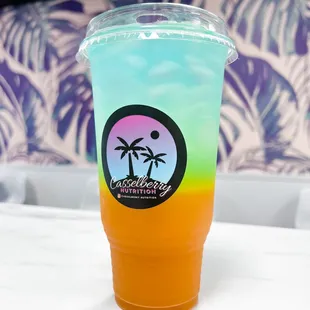 a drink in a plastic cup