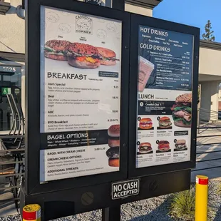 Menu at the drive thru