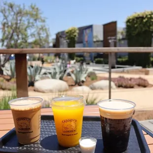 Vanilla coffee, fresh squeezed orange juice, and cold brew
