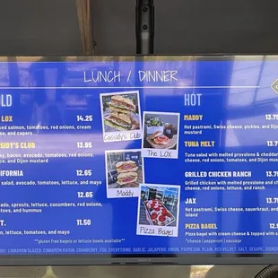 Lunch / dinner menu