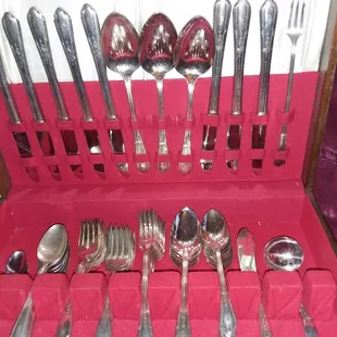 Authentic all wooden 4 piece all silver serving set.asking for.750.00 the least amount 420.00.