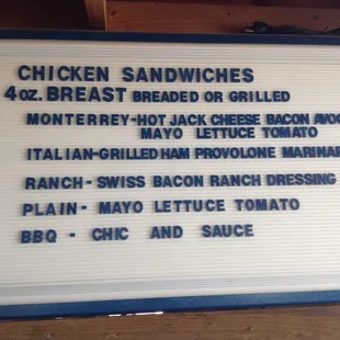 In the mood for a chicken sandwich? Then check out the menu for the offerings on them.