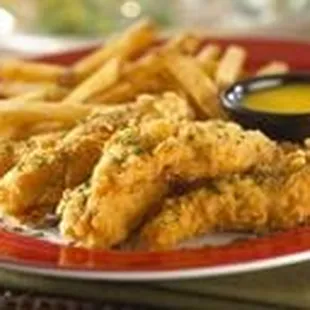 a plate of fried fish and fries