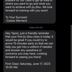 Texts me to "come 15 minutes early to get into my uniform" and then say I have to watch for 1.5 hours and can't train today