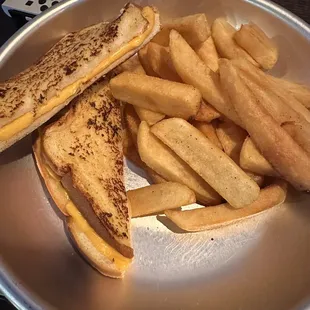 Kids Grilled Cheese $6 comes with fries, tots, or applesauce