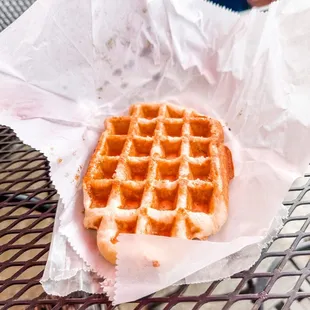 a waffle on a table
