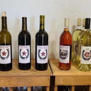 a variety of wine bottles