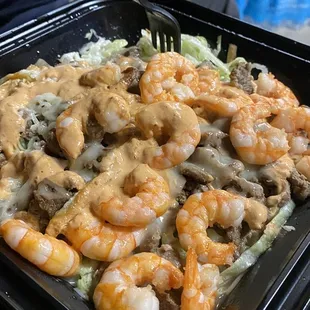 Baja fríes skinny style!!! Keto diets would approve too. No fries just lettuce!