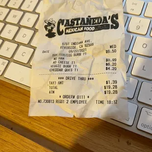 "What's in this photo?"  A receipt showing that I paid more than I should have- IMO