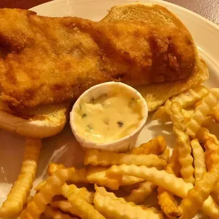 a fried fish sandwich and french fries