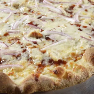 Castellos BBQ pizza, onions, chicken and bbq sauce