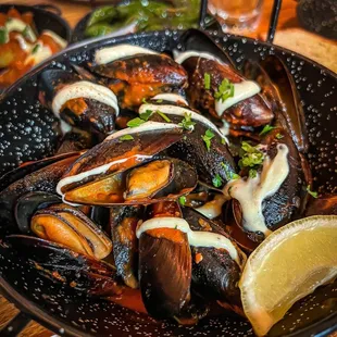 Mussels &amp; Chorizo with Brava Sauce