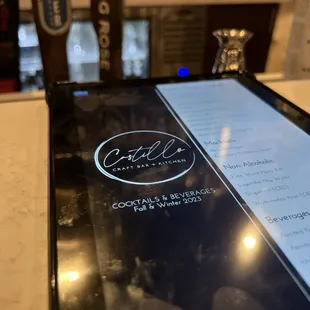 menu on tablet