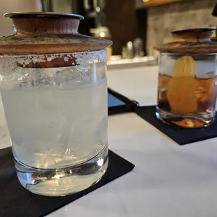 Smoked margarita and smoked old fashioned.