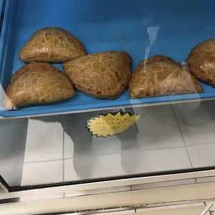 pastries in a display case