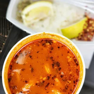 a close up of a bowl of soup