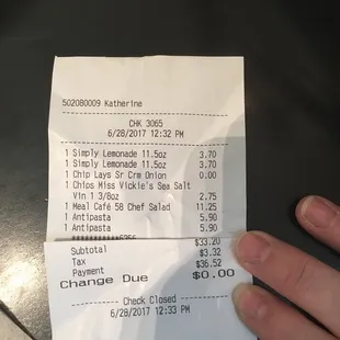 Our receipt for today.