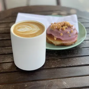 Almond milk latte and a donut!