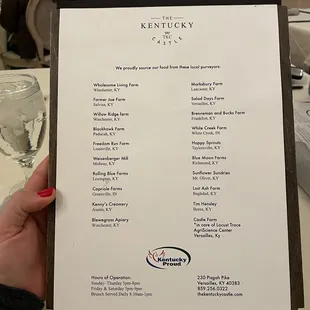 Farm to table for real. Locations used are listed.