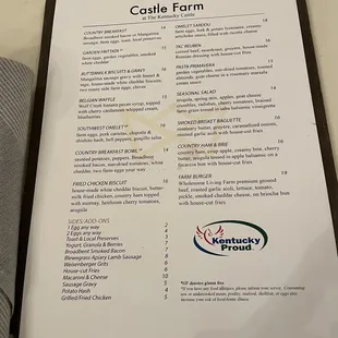 Breakfast menu
