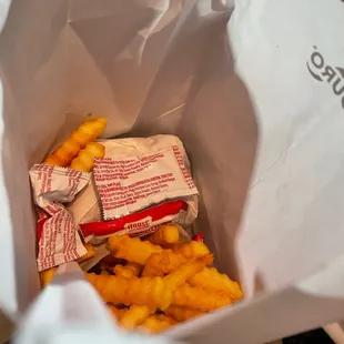french fries in a paper bag