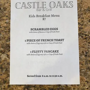 Kids menu 2
