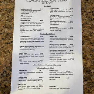 Lunch menu
