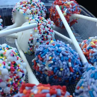 Close up of cake pops.