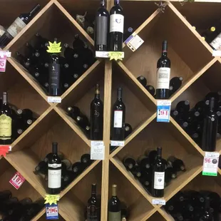 shelves of wine bottles