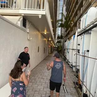 Coming back from the beach/gate. They have an outside shower to rinse off.
