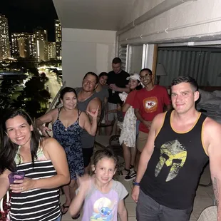Our family watching fireworks from penthouse 10. As you can see it&apos;s a LARGE lanai (patio).