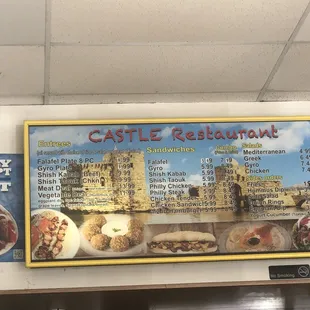 Menu inside restaurant