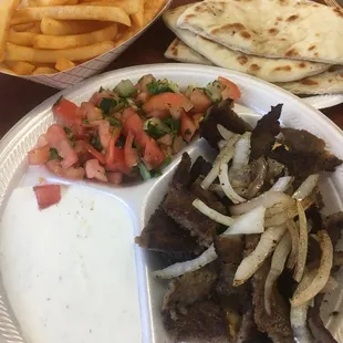 The gyro plate. Not what I expected. I thought it would be a gyro with a salad. Now I know.