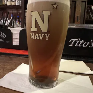 Guinesss poured - glassware could be better...Go ARMY