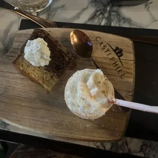 Bday treat - like a German chocolate cake and mini vanilla shake