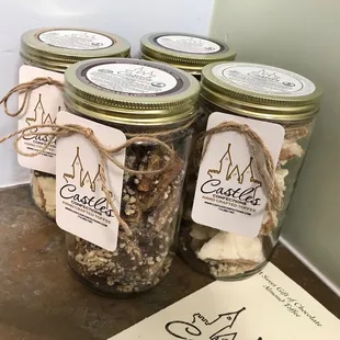three jars of nuts