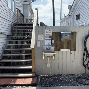 Outdoor hand washing station for customers!