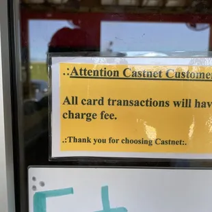 FYI fee to use your card